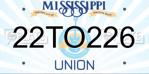 22TO226 Mississippi License Plate