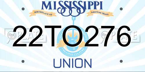22TO276 Mississippi License Plate
