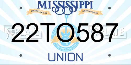 22TO587 Mississippi License Plate