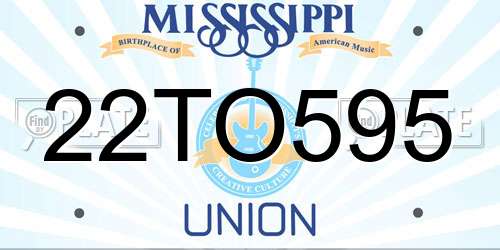 22TO595 Mississippi License Plate