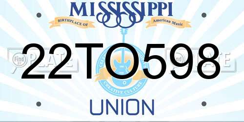 22TO598 Mississippi License Plate