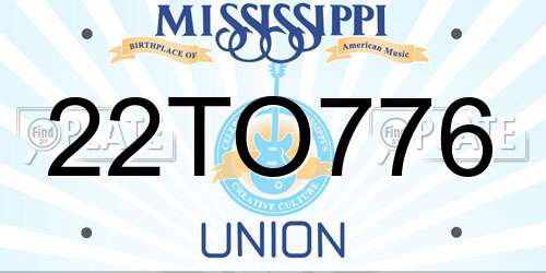 22TO776 Mississippi License Plate