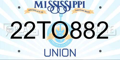 22TO882 Mississippi License Plate