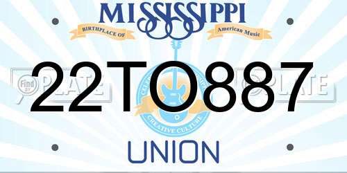 22TO887 Mississippi License Plate