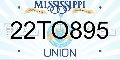 22TO895 Mississippi License Plate