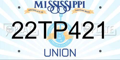 22TP421 Mississippi License Plate