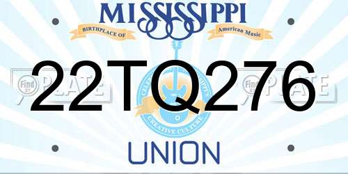 22TQ276 Mississippi License Plate