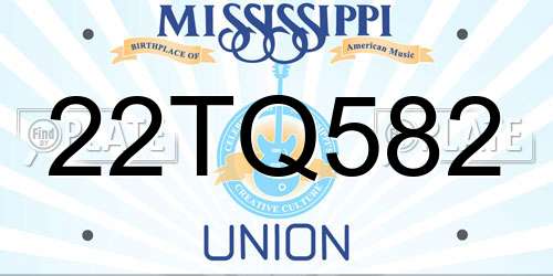22TQ582 Mississippi License Plate