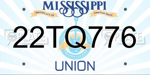 22TQ776 Mississippi License Plate