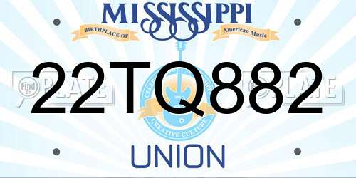 22TQ882 Mississippi License Plate