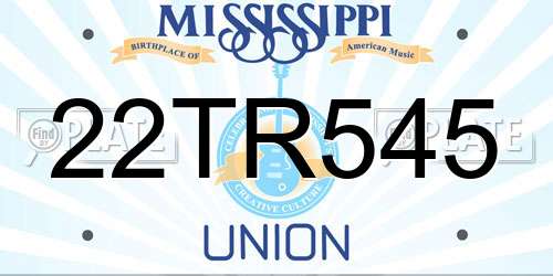 22TR545 Mississippi License Plate