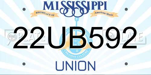 22UB592 Mississippi License Plate