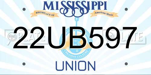 22UB597 Mississippi License Plate