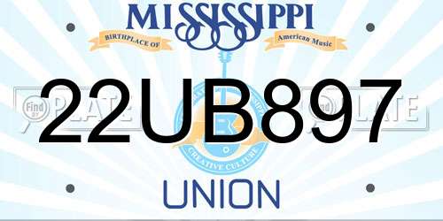 22UB897 Mississippi License Plate