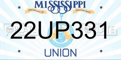 22UP331 Mississippi License Plate