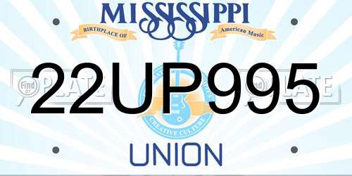 22UP995 Mississippi License Plate
