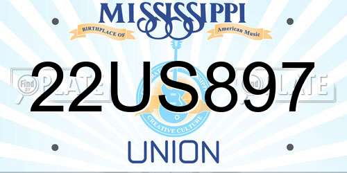 22US897 Mississippi License Plate