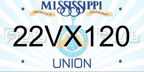 22VX120 Mississippi License Plate