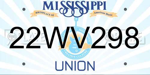 22WV298 Mississippi License Plate