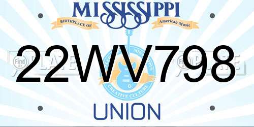 22WV798 Mississippi License Plate