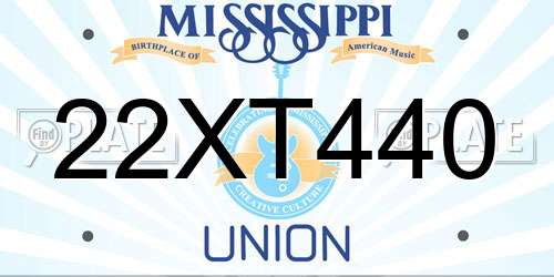 22XT440 Mississippi License Plate