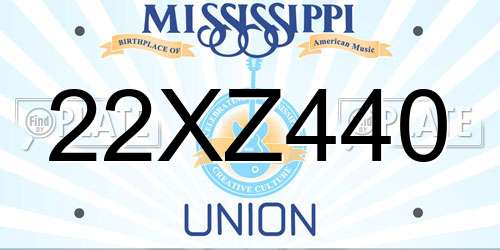 22XZ440 Mississippi License Plate