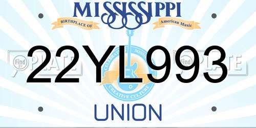 22YL993 Mississippi License Plate