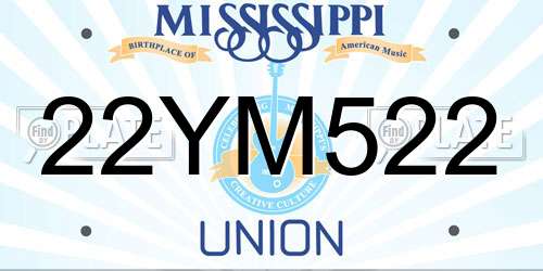 22YM522 Mississippi License Plate