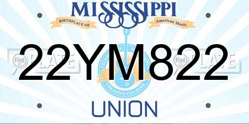 22YM822 Mississippi License Plate