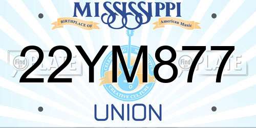 22YM877 Mississippi License Plate