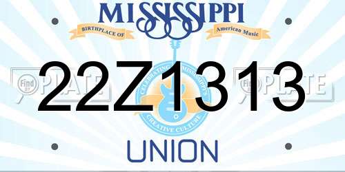 22Z1313 Mississippi License Plate