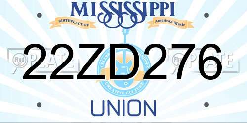 22ZD276 Mississippi License Plate