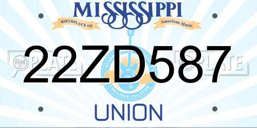 22ZD587 Mississippi License Plate