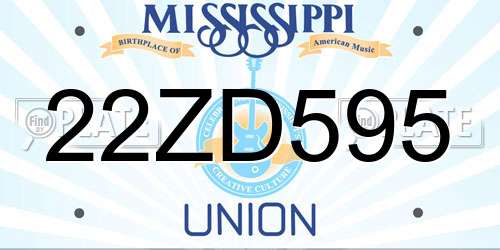 22ZD595 Mississippi License Plate