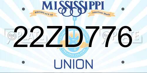 22ZD776 Mississippi License Plate