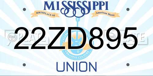 22ZD895 Mississippi License Plate