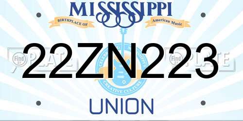 22ZN223 Mississippi License Plate