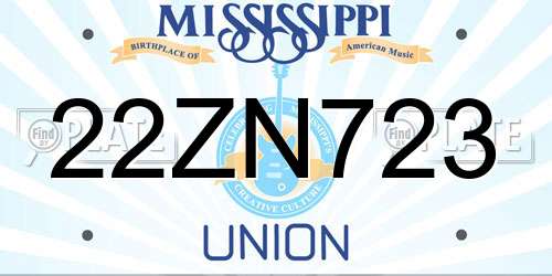 22ZN723 Mississippi License Plate