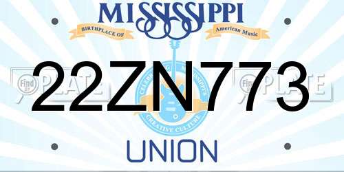 22ZN773 Mississippi License Plate