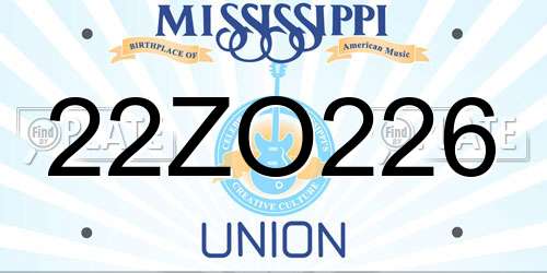 22ZO226 Mississippi License Plate