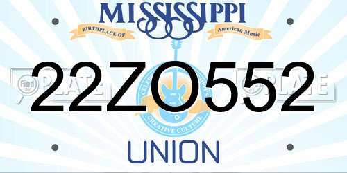 22ZO552 Mississippi License Plate