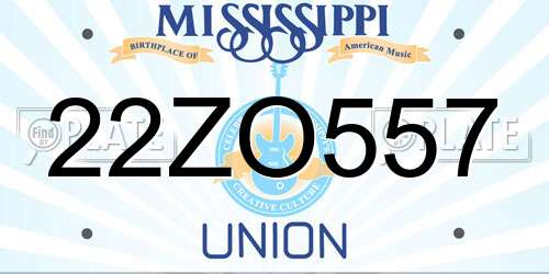 22ZO557 Mississippi License Plate