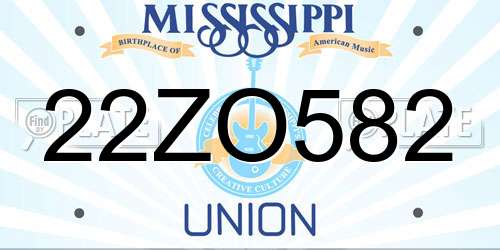 22ZO582 Mississippi License Plate