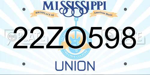22ZO598 Mississippi License Plate