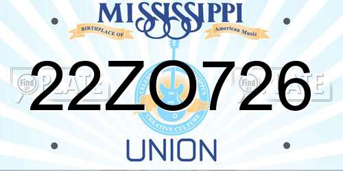 22ZO726 Mississippi License Plate