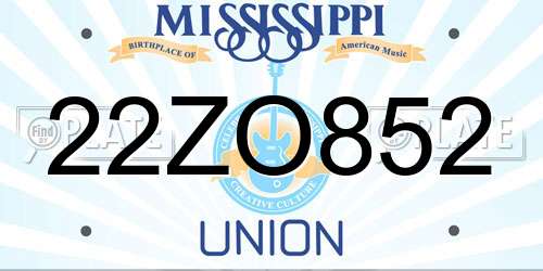 22ZO852 Mississippi License Plate