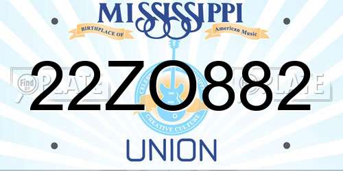22ZO882 Mississippi License Plate