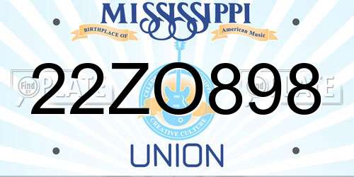 22ZO898 Mississippi License Plate