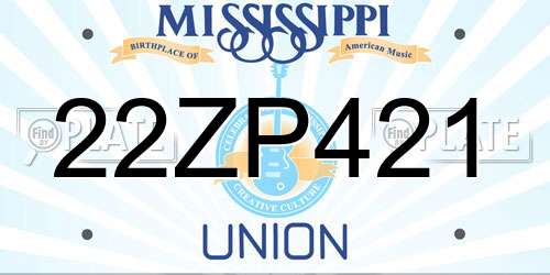 22ZP421 Mississippi License Plate