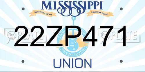 22ZP471 Mississippi License Plate